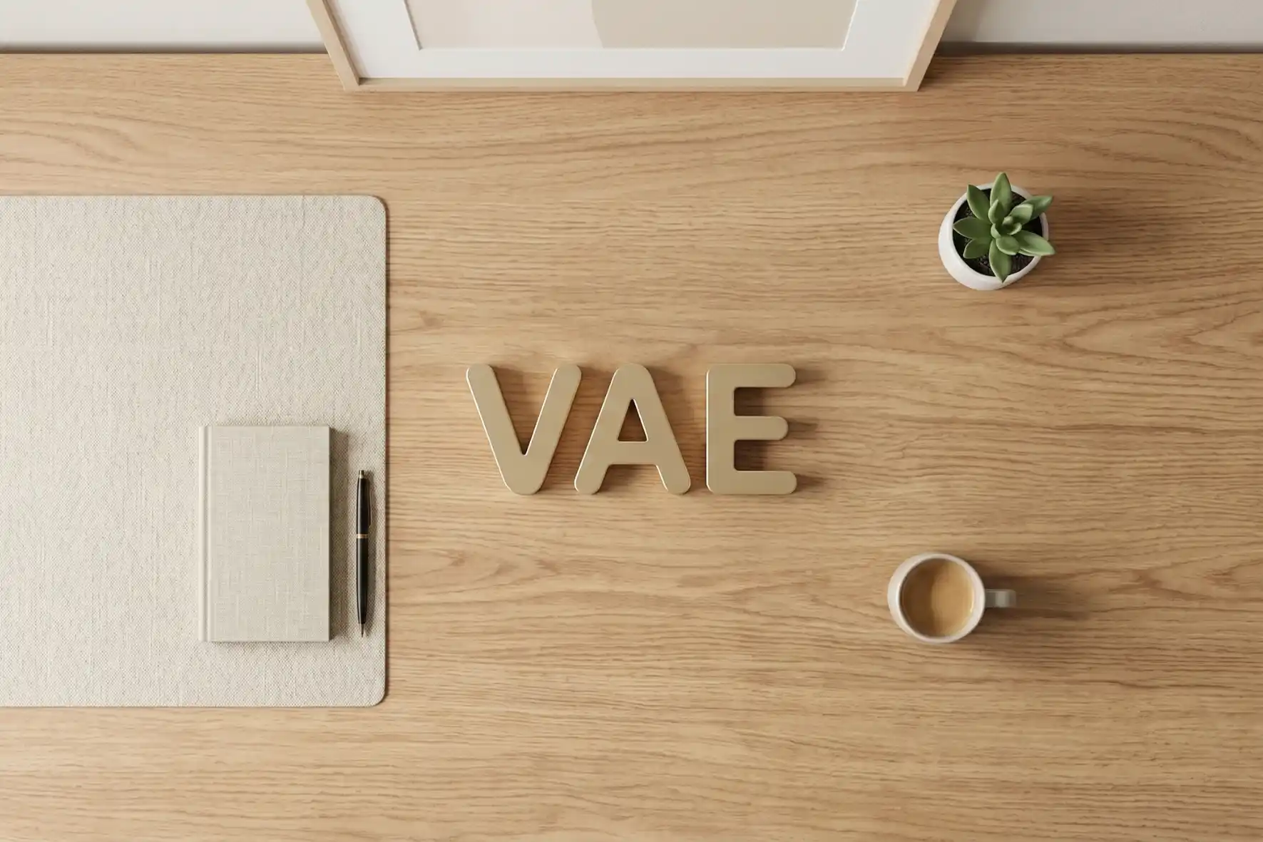 Image illustrant la VAE, validation des acquis de l’expérience, avec les lettres VAE posées sur un bureau.